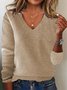 Women Wool-Blend Plain Long Sleeve Comfy Vintage Sweater