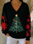 Casual V Neck Christmas Sweatshirt