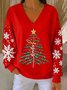 Casual V Neck Christmas Sweatshirt