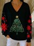 Casual V Neck Christmas Sweatshirt