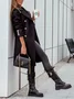 Women Winter Outerwear Casual Split Joint Plain Long Sleeve Shawl Collar Jacket