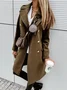 Women Winter Outerwear Casual Split Joint Plain Long Sleeve Shawl Collar Jacket