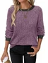 Casual Plain Crew Neck Long Sleeve T-shirt