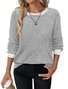 Casual Plain Crew Neck Long Sleeve T-shirt
