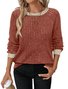Casual Plain Crew Neck Long Sleeve T-shirt