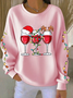 Casual Crew Neck Christmas Sweatshirt Printing