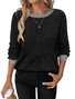 Casual Plain Crew Neck Long Sleeve T-shirt