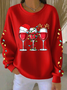 Casual Crew Neck Christmas Sweatshirt Printing