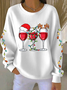 Casual Crew Neck Christmas Sweatshirt Printing