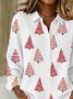 Shirt Collar Regular Sleeve Long Sleeve Christmas Buckle Regular Loose Button Up Shirt Shirt For Women