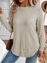 Plain Crew Neck Jersey Casual Knit Top