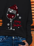 Casual Christmas Crew Neck Long Sleeve T-shirt