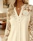 V Neck Long Sleeve Lace Regular Regular Fit Shirt For Women