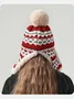 Winter Knitted Thickened Fleece-lined Neck Protector Warm Jacquard Pattern Versatile Casual Ear-covering Hat