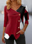 Casual Abstract V Neck Long Sleeve T-shirt