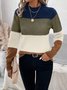 Women Wool-Blend Striped Long Sleeve Comfy Casual Sweater