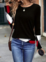 Casual Abstract Crew Neck Long Sleeve T-shirt