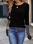 Casual Contrast Stitching Crew Neck Long Sleeve T-shirt