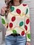 Casual Christmas Crew Neck Long Sleeve T-shirt