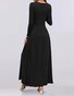 Women Plain Spring/Fall Dress Crew Neck Long Sleeve A-Line Dress