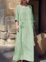 Women Plain Spring/Fall Dress Crew Neck Long Sleeve A-Line Dress