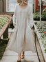 Women Plain Regular Sleeve Spring/Fall Dress Crew Neck Long Sleeve A-Line Dress