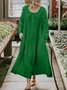 Women Plain Regular Sleeve Spring/Fall Dress Crew Neck Long Sleeve A-Line Dress