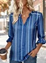 V Neck Half Sleeve Striped Regular Regular Fit Shirt For Women