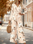 Women Floral V Neck Long Sleeve Elegant Spring/Fall Jumpsuit
