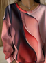Casual Crew Neck Abstract Sweatshirt Printing