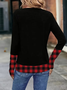 Casual Plaid Crew Neck Long Sleeve T-shirt