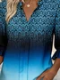 V Neck Half Sleeve Gradient Pattern Regular Regular Fit Shirt For Women