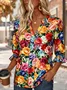 V Neck Half Sleeve Floral Regular Regular Fit Shirt For Women