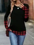 Casual Plaid Crew Neck Long Sleeve T-shirt