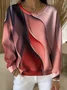 Casual Crew Neck Abstract Sweatshirt Printing