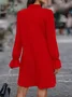 Women Plain Spring/Fall Beaded Dress Lotus Leaf Collar Long Sleeve Fit & Flare Dress A-Line Dress