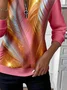 Casual Crew Neck Abstract Sweatshirt Printing