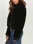 Women Spring/Fall Outerwear Casual Split Joint Plain Long Sleeve Shawl Collar Jacket