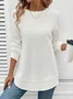 Casual Plain Crew Neck Long Sleeve T-shirt