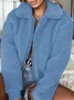 Women Spring/Fall Outerwear Casual Split Joint Plain Long Sleeve Shawl Collar Jacket