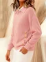 Women Cotton Plain Long Sleeve Comfy Street Split Joint Sweater