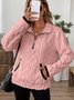 Casual Stand Collar Plain Sweatshirt Jacquard