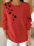 Women Butterfly Long Sleeve Comfy Casual Printing Sweater