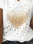 Casual Heart/Cordate V Neck Short Sleeve T-shirt