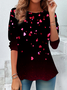 Casual Heart/Cordate Crew Neck Long Sleeve T-shirt