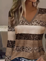 Casual Abstract V Neck Long Sleeve T-shirt