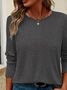 Casual Plain Crew Neck Long Sleeve T-shirt