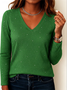 Casual Abstract V Neck Long Sleeve T-shirt