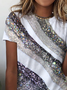 Casual Abstract Crew Neck Short Sleeve T-shirt