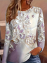 Casual Floral Crew Neck Long Sleeve T-shirt